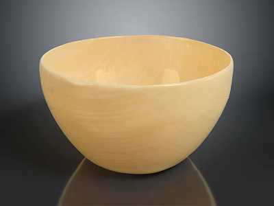 Natural Light Brown Wooden Bowl With Smooth Surface For Home Kitchen Use 3d model