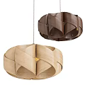 Brown And Beige Woven Wooden Chandelier With Intricate Circular Design