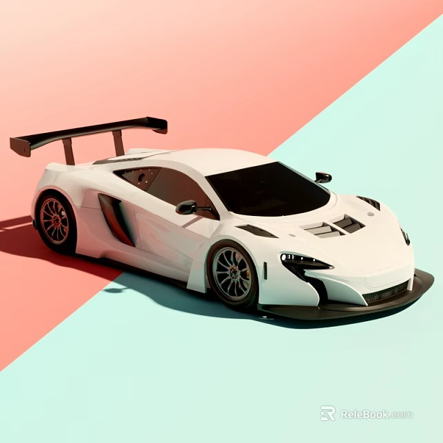 Stylish White Sports Racing Car With Sleek Aerodynamic Design And Rear Spoiler 3d model 