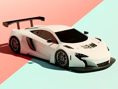 Stylish White Sports Racing Car With Sleek Aerodynamic Design And Rear Spoiler 3d model