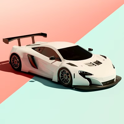 Stylish White Sports Racing Car With Sleek Aerodynamic Design And Rear Spoiler 3d model