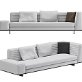 Modern Light Gray Sectional Sofa With Plush Cushions And Streamlined Armrest Design 3d model