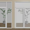 White Framed Casement Doors With Glass Panels Green Plants And Wooden Flooring Interior
