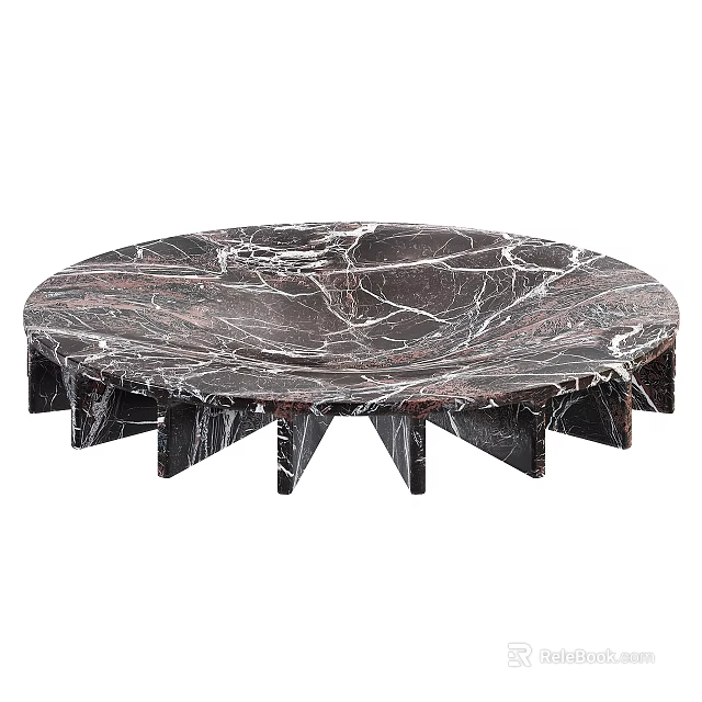 Modern Dinnerware Set Featuring Round Marble Top And Spiked Base Design Elements 3d model 