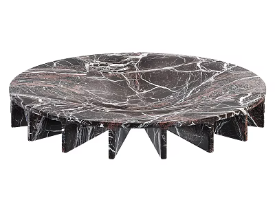 Modern Dinnerware Set Featuring Round Marble Top And Spiked Base Design Elements 3d model
