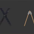 Modern Scene Components With Black Metal Frame Cross Supports White Lines And Wooden Frame Metal Connectors