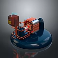 Computer Internal Mechanical Structure With Red Coils Blue Base And Heat Sink Components 3d model