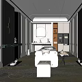 Elegant Luxury SPA Sauna Room With Massage Bed Marble Counter And Storage Shelves