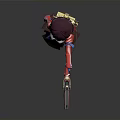 Anime Style Female Character With Purple Hair Red And White Outfit 3D Model Blue Accents
