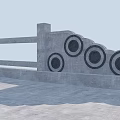 Modern Concrete Bridge With Gray Deck And Circular Railing Ornaments 3d model