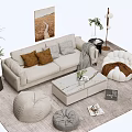 Modern sofa coffee table combination multi-person sofa living room combination 3d model