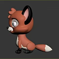Adorable Cartoon Fox Character Red Body Black Ears White Belly