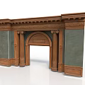 Classical Wooden Doorway Decoration With Carved Details Green Panels And Columns