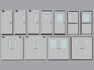 Various Interior Door Types Including Single Double With Small Window Designs 3d model