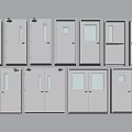 Various Interior Door Types Including Single Double With Small Window Designs 3d model