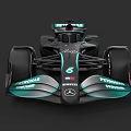 Mercedes Formula 1 Car With Petronas Logo Black Teal Aerodynamic Front Wing Design