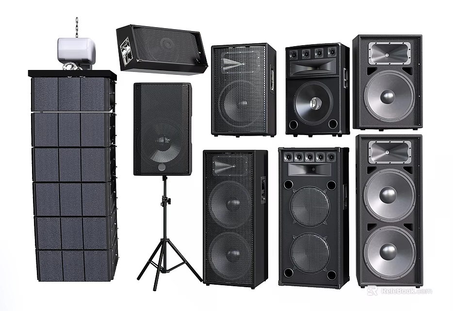 Headphones And Speakers Various Audio Equipment With Different Styles And Designs 3d model 