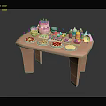 Colorful Birthday Party Food Spread With Cake Cookies Pizza And Drinks