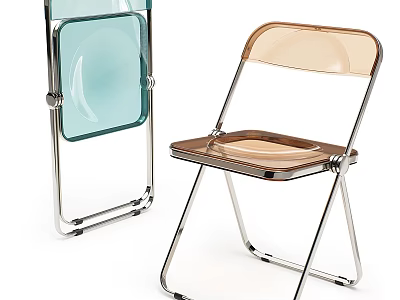 Stylish Transparent Acrylic Folding Leisure Chair With Polished Chrome Metal Frame For Modern Home Decor 3d model
