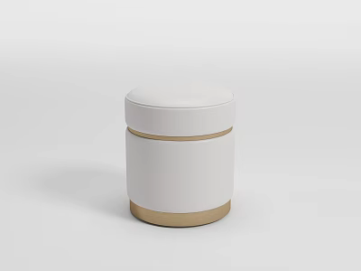 Modern Stylish Stool With White Upholstered Seat And Gold Base Trim Design 3d model