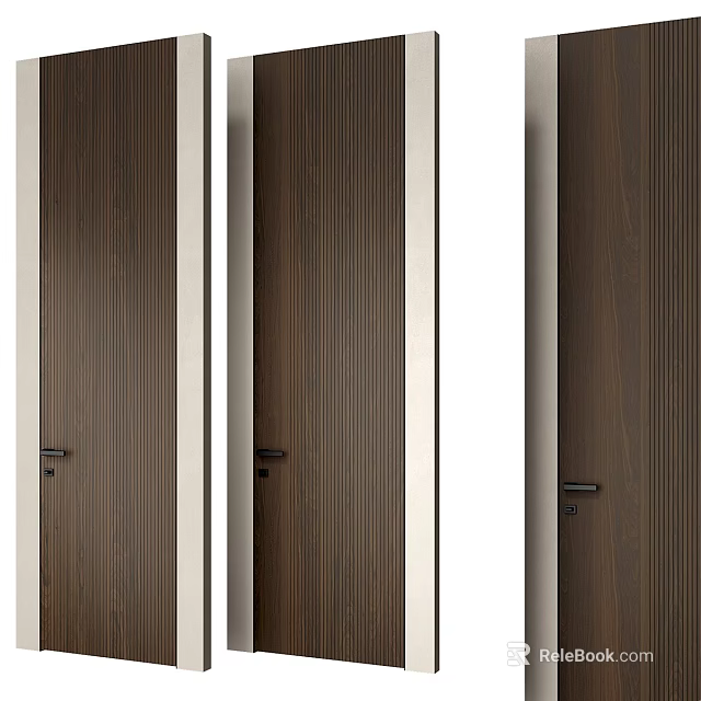 Wooden Hinged Doors Interior Design With Modern Style And Natural Wood Grain 3d model 