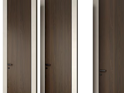 Wooden Hinged Doors Interior Design With Modern Style And Natural Wood Grain 3d model