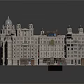 Detailed 3D Model of Historic European Architecture with Spires and Domes