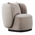Modern Single Sofa In Light Beige With Rounded Armrests Upholstered Fabric And Black Base 3d model
