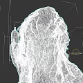 Bearded Man Sculpture With Curly Hair Holding Spear Like Tool And Detailed Texture
