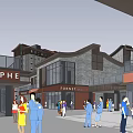 Vibrant Commercial Street With Modern Traditional Buildings SISYPHE Shops And Pedestrians