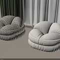 Cozy Round Sofa Stools With White And Patterned Upholstery For Home Decor