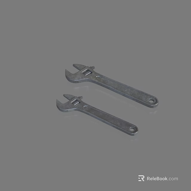 High Quality Hardware Tools Two Durable Adjustable Wrenches for Professional Repair Work 3d model