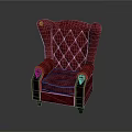 Classic Red Diamond Tufted Upholstered Armchair With Dark Armrests And Elegant Design
