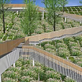 Pathway Facilities In Park With Curved Design And Green Vegetation Trees