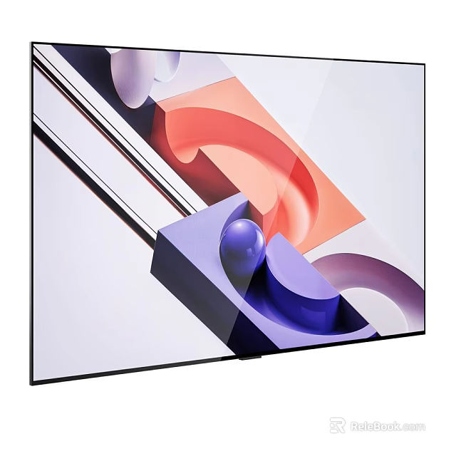 Modern Flat Screen Television With Abstract Geometric Colorful Display Patterns Design 3d model 