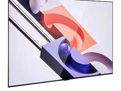 Modern Flat Screen Television With Abstract Geometric Colorful Display Patterns Design 3d model