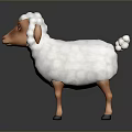 Cartoon Style Sheep Toy With White Wool And Brown Head Legs On Gray Background 3d model