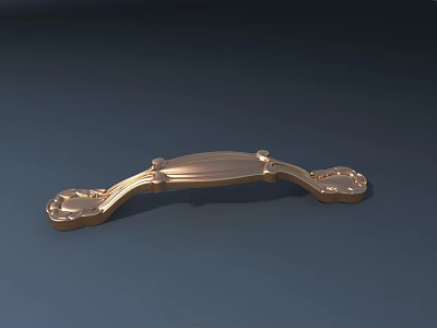 Decorative Golden Furniture Handle With Ornate Ends And Smooth Surface Design 3d model