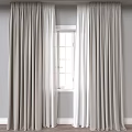 Elegant Light Beige Draped Curtains Over Window With Natural Light In Modern Interior 3d model