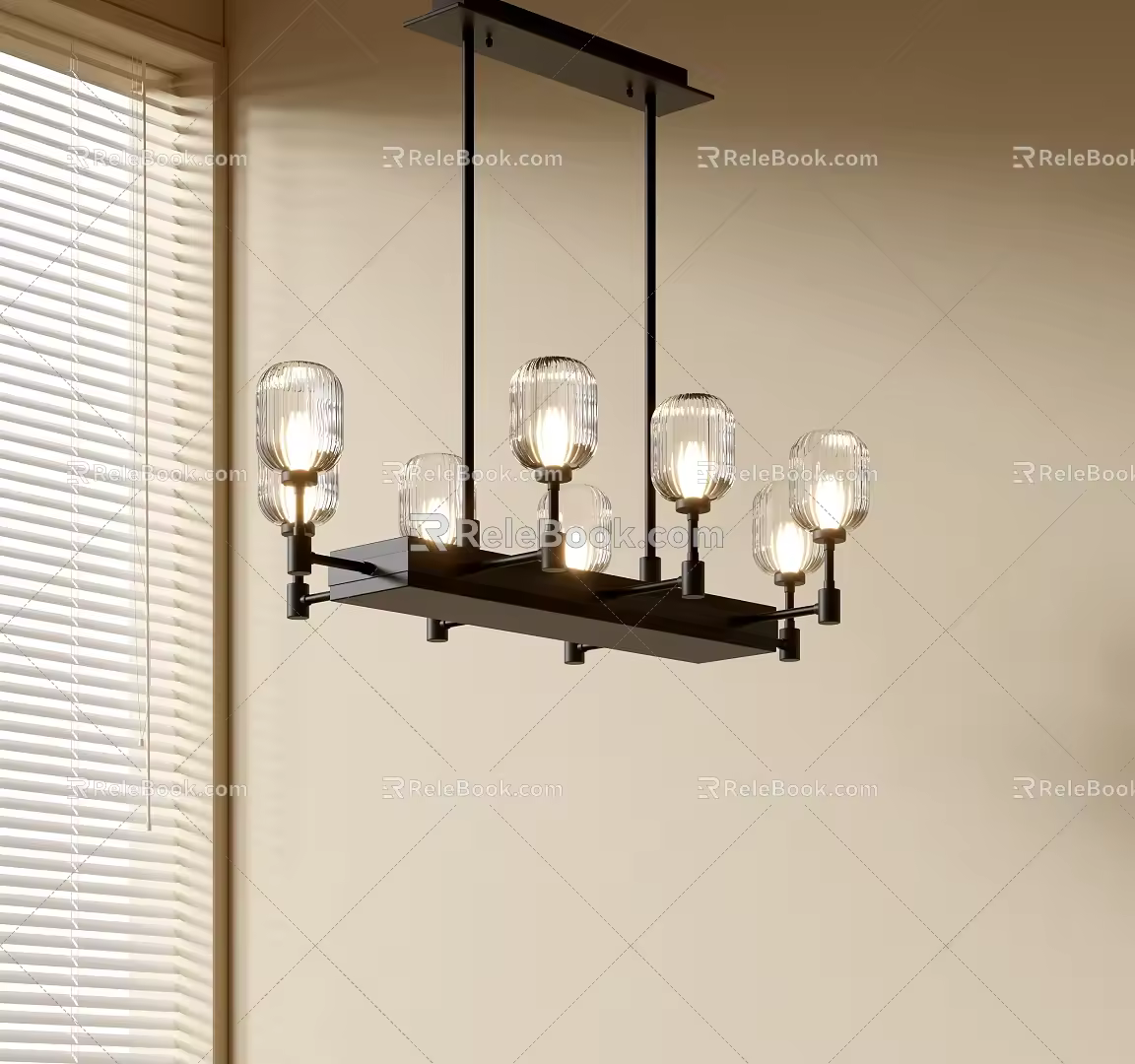 Modern Simple Chandelier Nordic Style Chandelier Mediterranean Style Chandelier Study Lamp Combination Dining Room Lamp Glass Ceiling Combination 3d model
