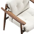 Modern Walnut Wood Dining Chair With Light Upholstered Seat Back And Armrests