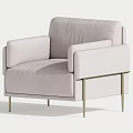 Modern Single Seater Sofa With Light Beige Leather Upholstery Square Arms And Metal Legs