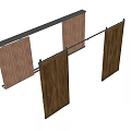 Wooden Barn Doors With X Shaped Panels And Slab Designs On Metal Track