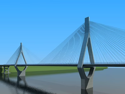 modern viaduct cable-stayed bridge 3d model modern viaduct cable-stayed bridge 3d model
