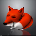 Cartoon Red Fox Character With Closed Eyes And Curled Up White Belly