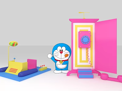 Modern Beauty Chen Doraemon Any Door Time Machine Telephone Children's Cartoon Bamboo Dragonfly 3d model
