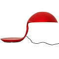 Modern Red Table Lamp With Hemispherical Shade And Curved Base Design 3d model