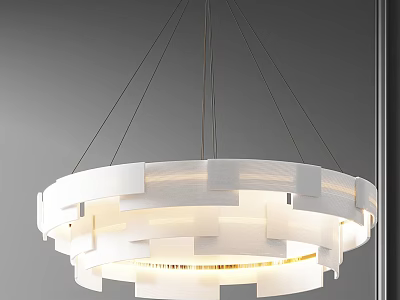 Elegant Modern White Layered Geometric Circular Chandelier For Contemporary Interior Illumination 3d model
