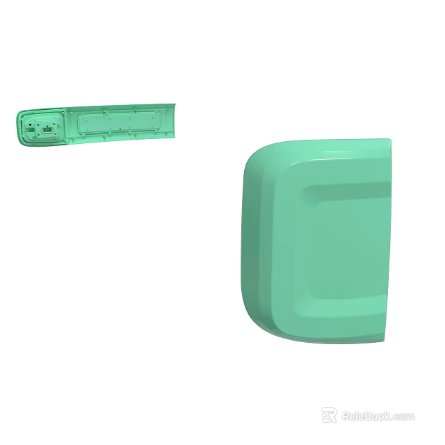 Green Plastic Rectangular Component With Holes And Square Block Design 3d model 