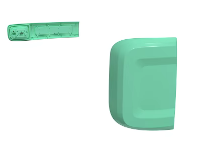 Green Plastic Rectangular Component With Holes And Square Block Design 3d model